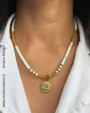 Collar Howlita - Ojo Turco